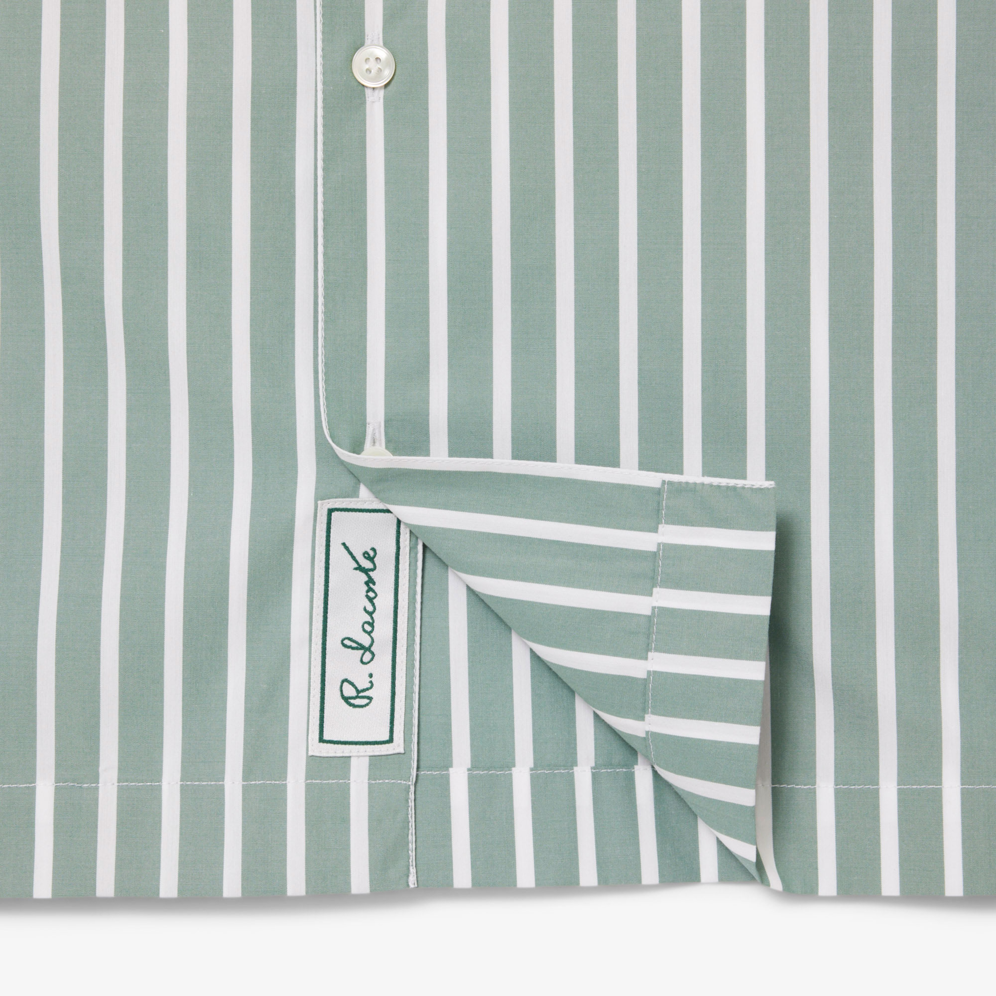 Erkek Relaxed Fit Kısa Kollu Çizgili Yeşil Gömlek