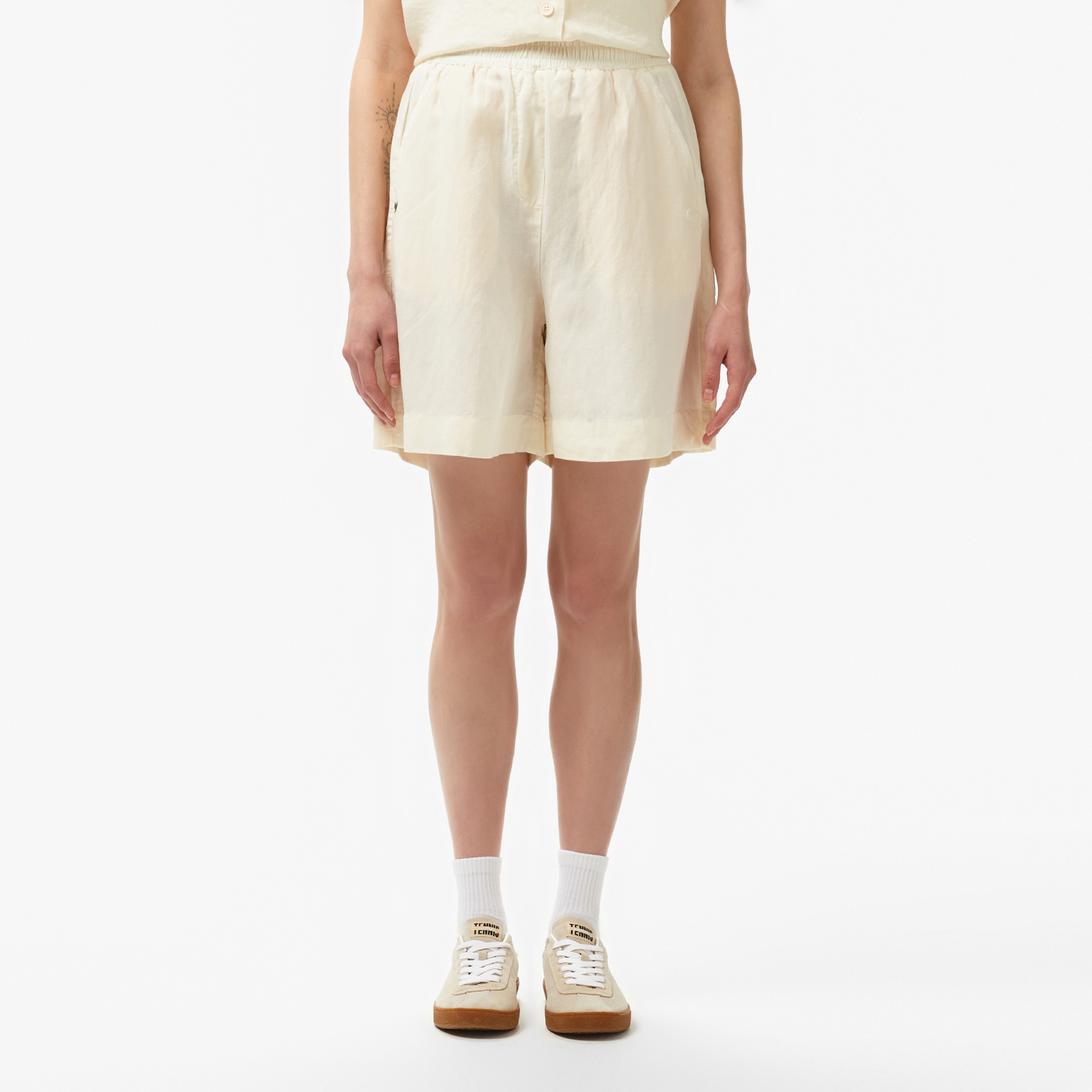 Kadın Regular Fit Beyaz Bermuda Şort