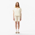 Kadın Regular Fit Beyaz Bermuda Şort