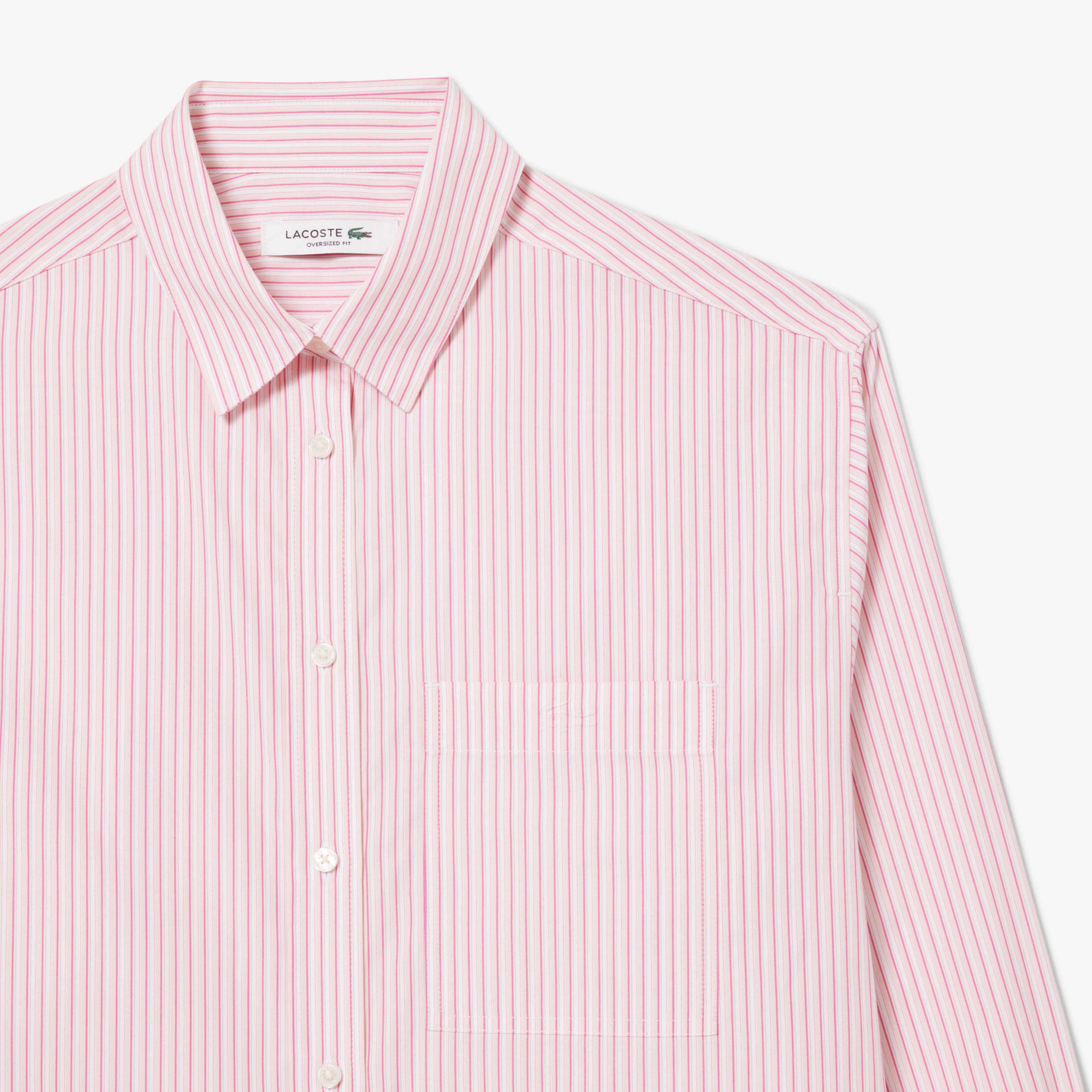 Kadın Oversize Fit Çizgili Pembe Gömlek