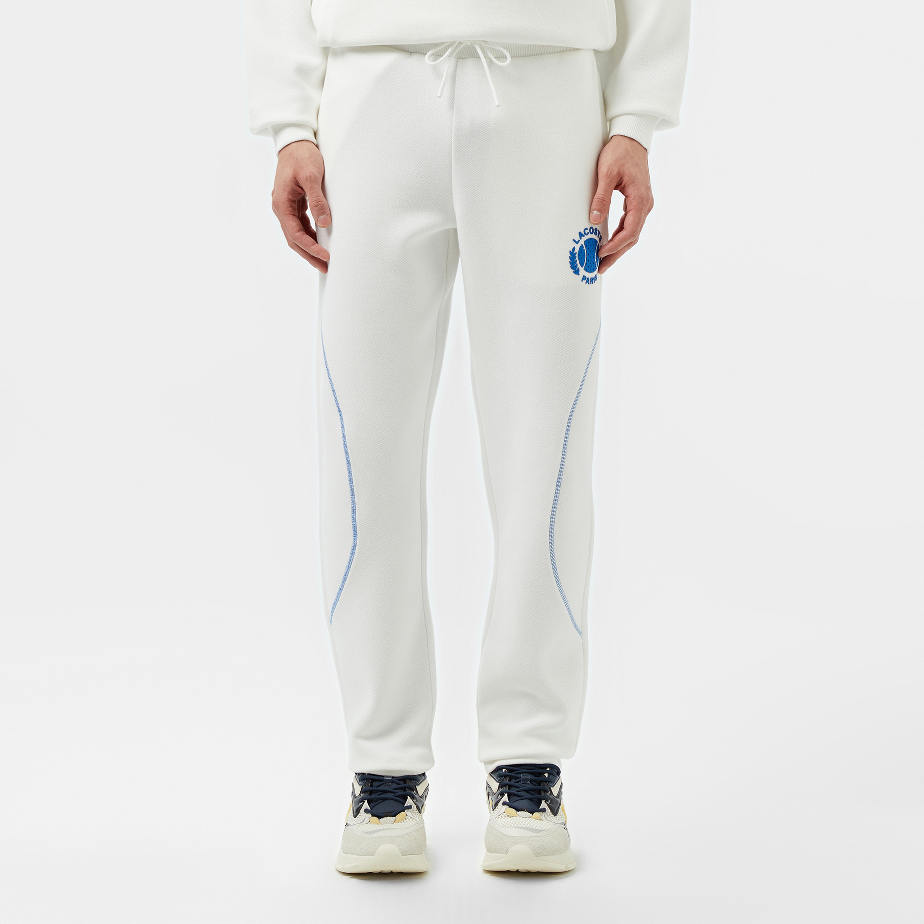 Erkek Tapered Fit Baskılı Beyaz Eşofman Altı