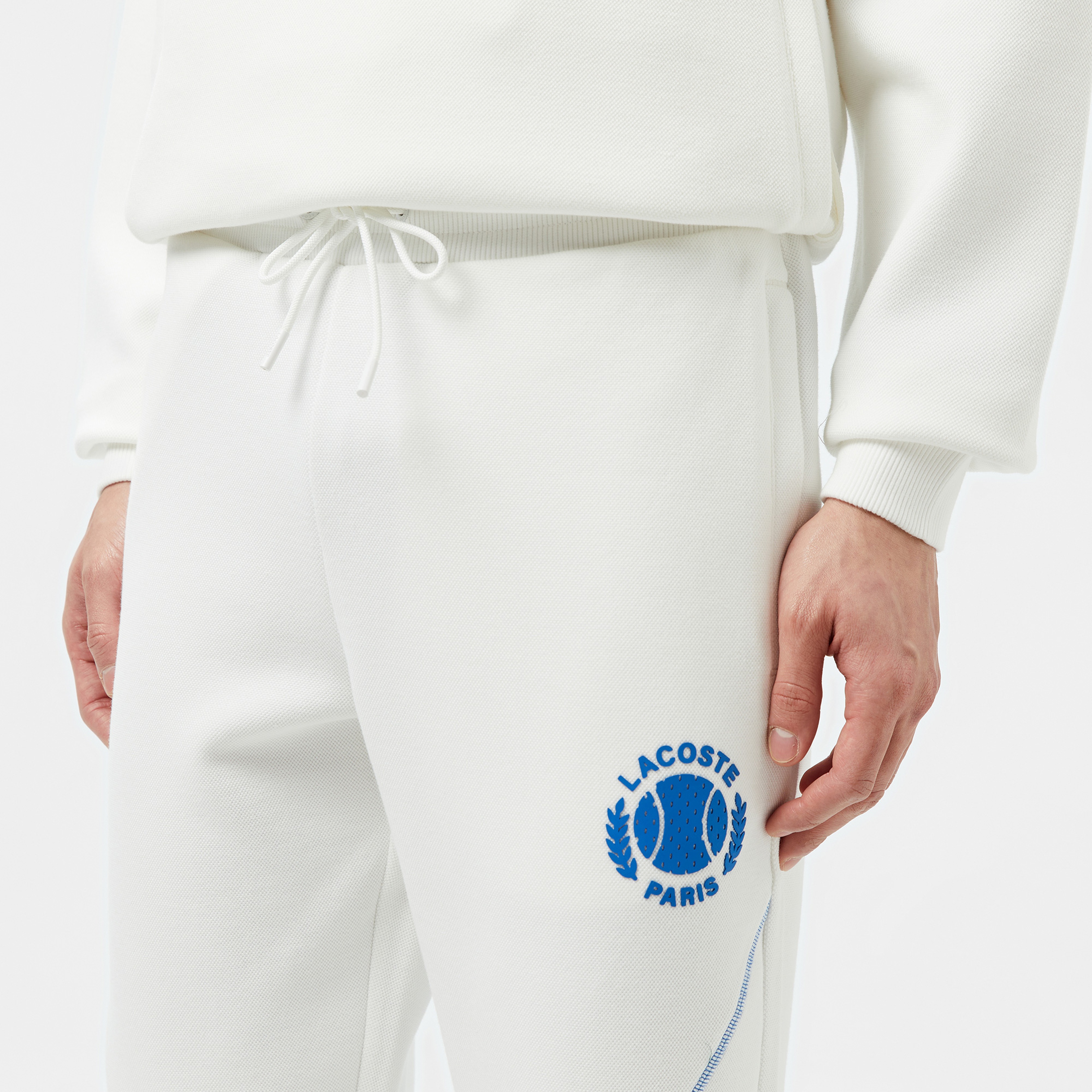 Erkek Tapered Fit Baskılı Beyaz Eşofman Altı