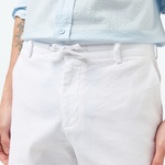 Erkek Regular Fit Keten Beyaz Bermuda Şort