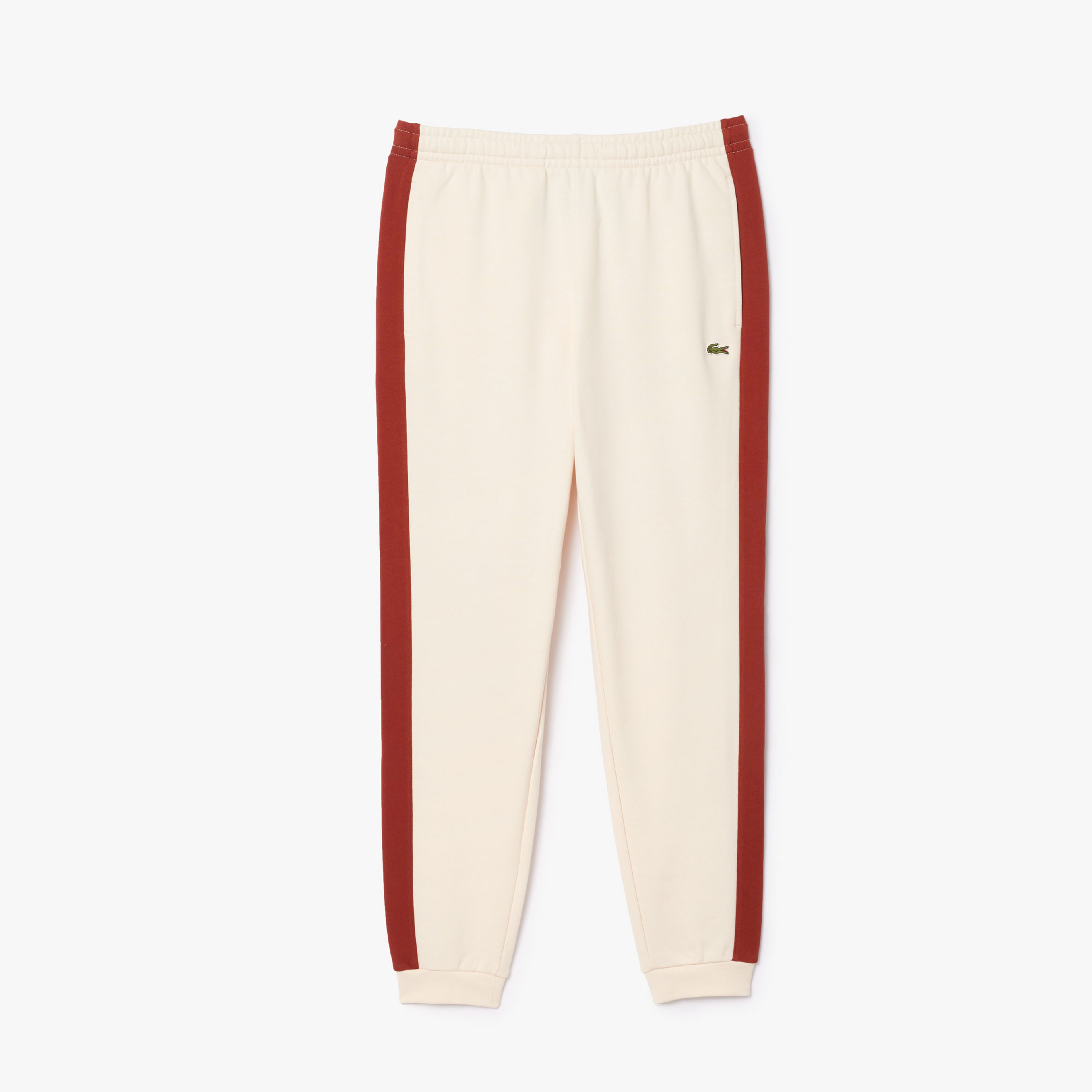 Erkek Tapered Fit Renk Bloklu Krem Eşofman Altı