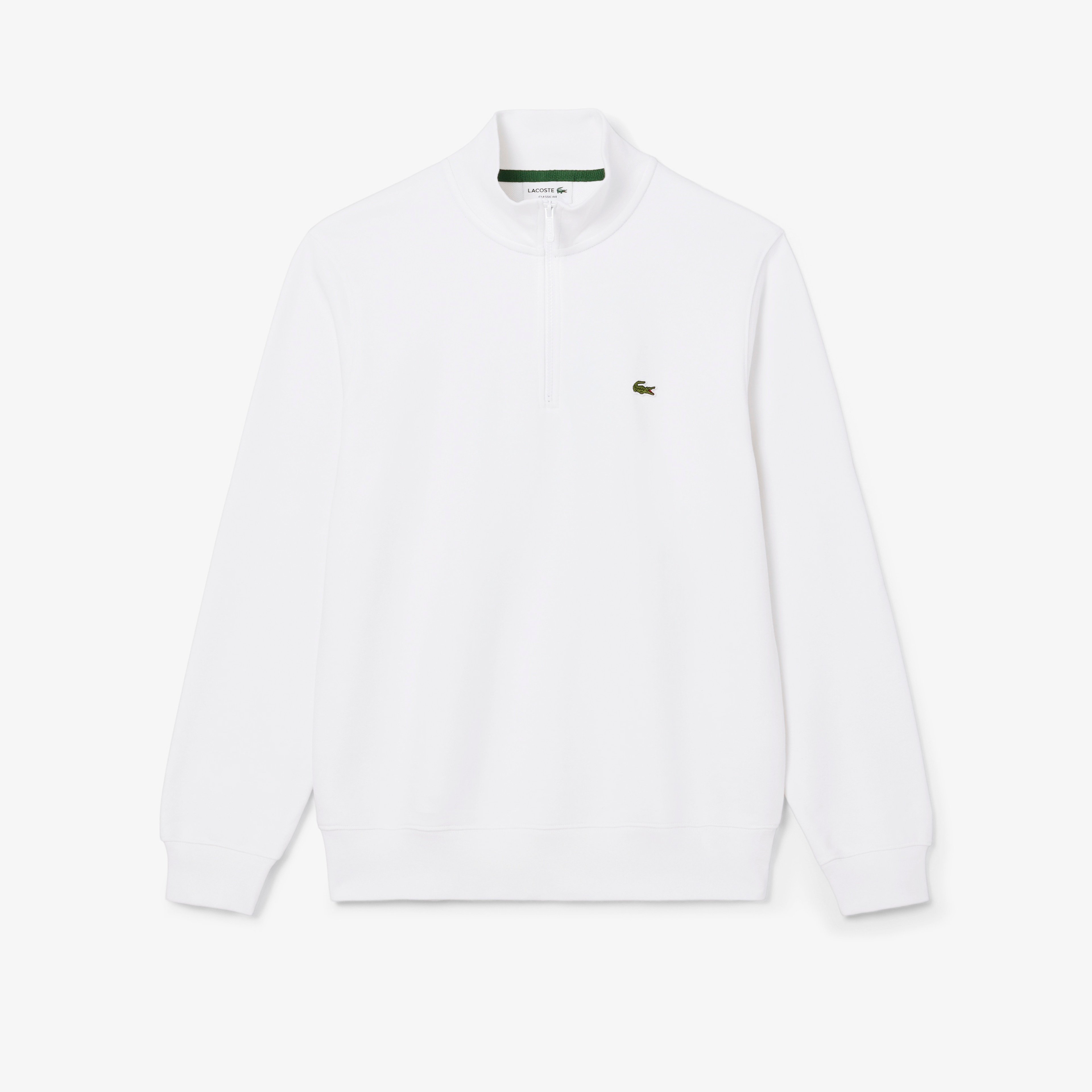 Erkek Classic Fit Yarım Fermuarlı Beyaz Sweatshirt