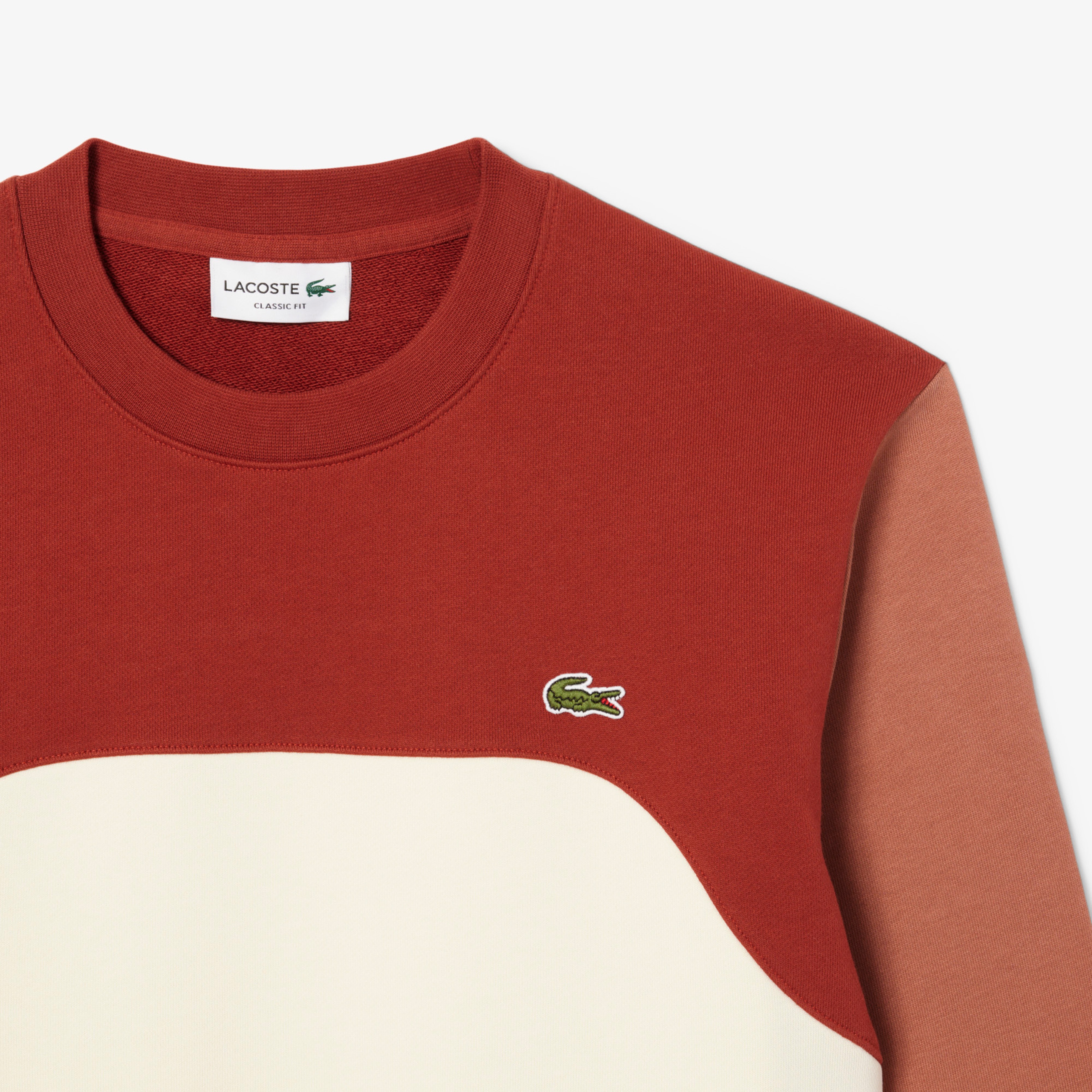 Erkek Classic Fit Bisiklet Yaka Renk Bloklu Bordo Sweatshirt