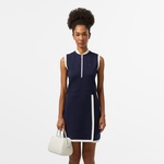 Kadın Regular Fit Kolsuz Yarım Fermuarlı Renk Bloklu Lacivert Elbise