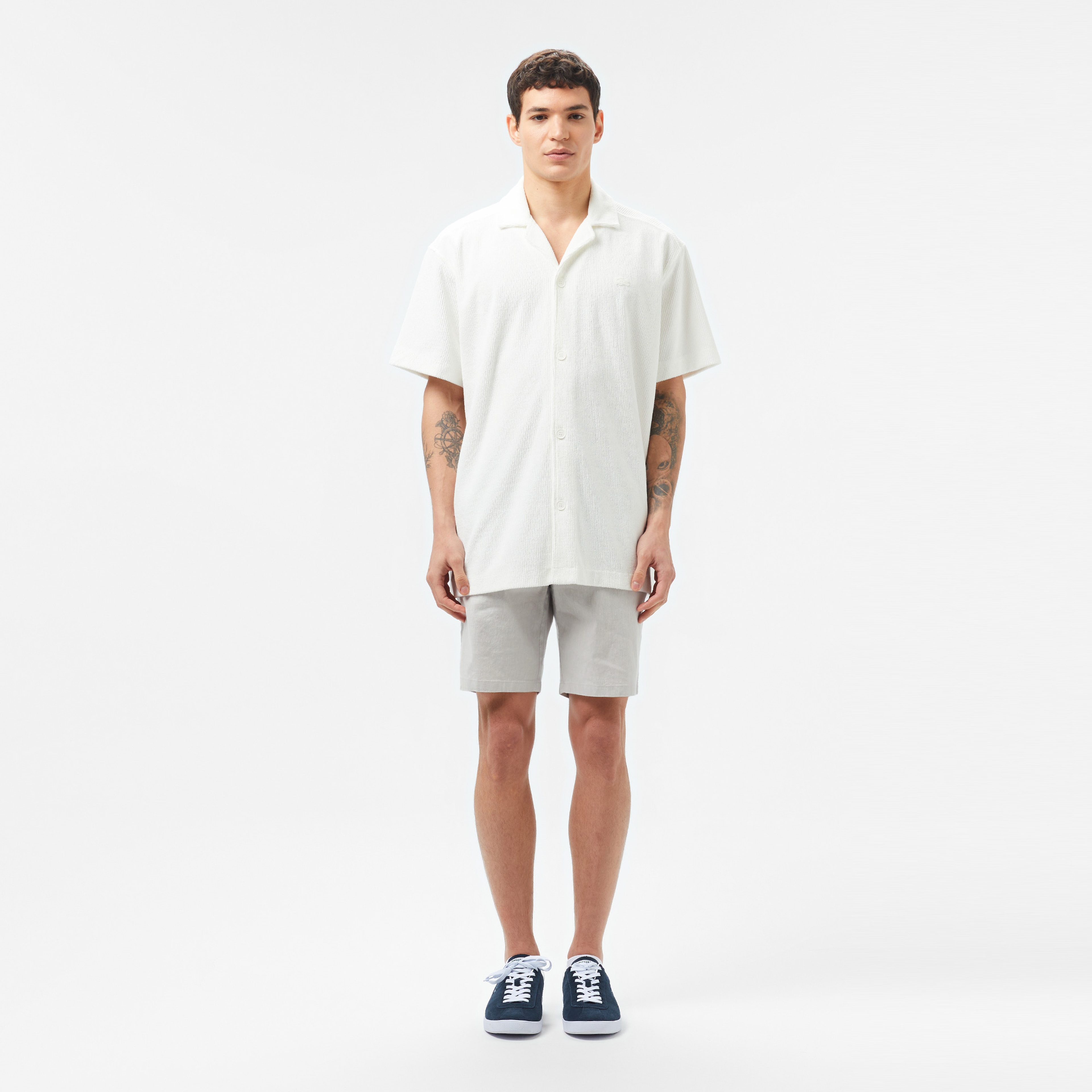 Erkek Relaxed Fit Kısa Kollu Beyaz Gömlek