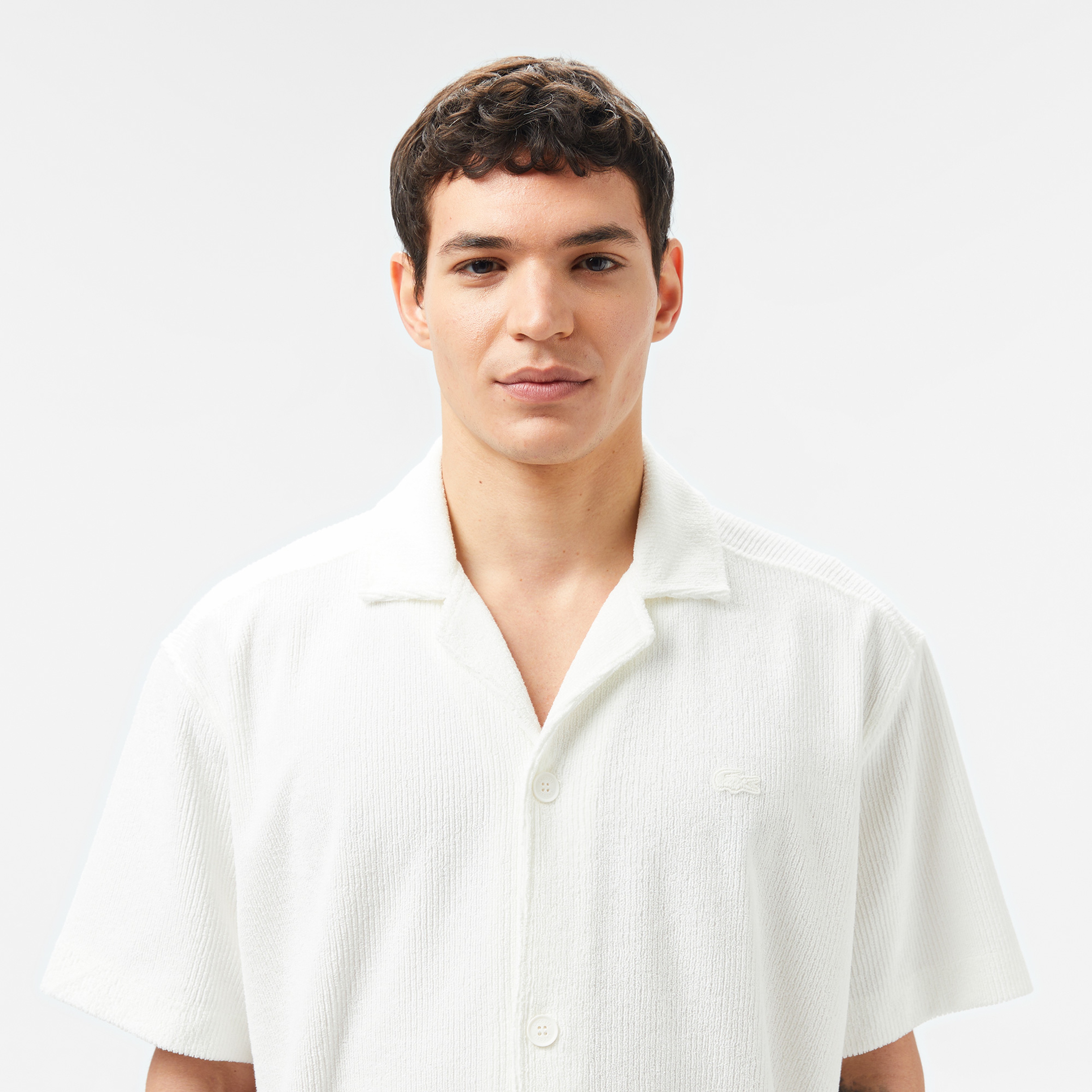 Erkek Relaxed Fit Kısa Kollu Beyaz Gömlek