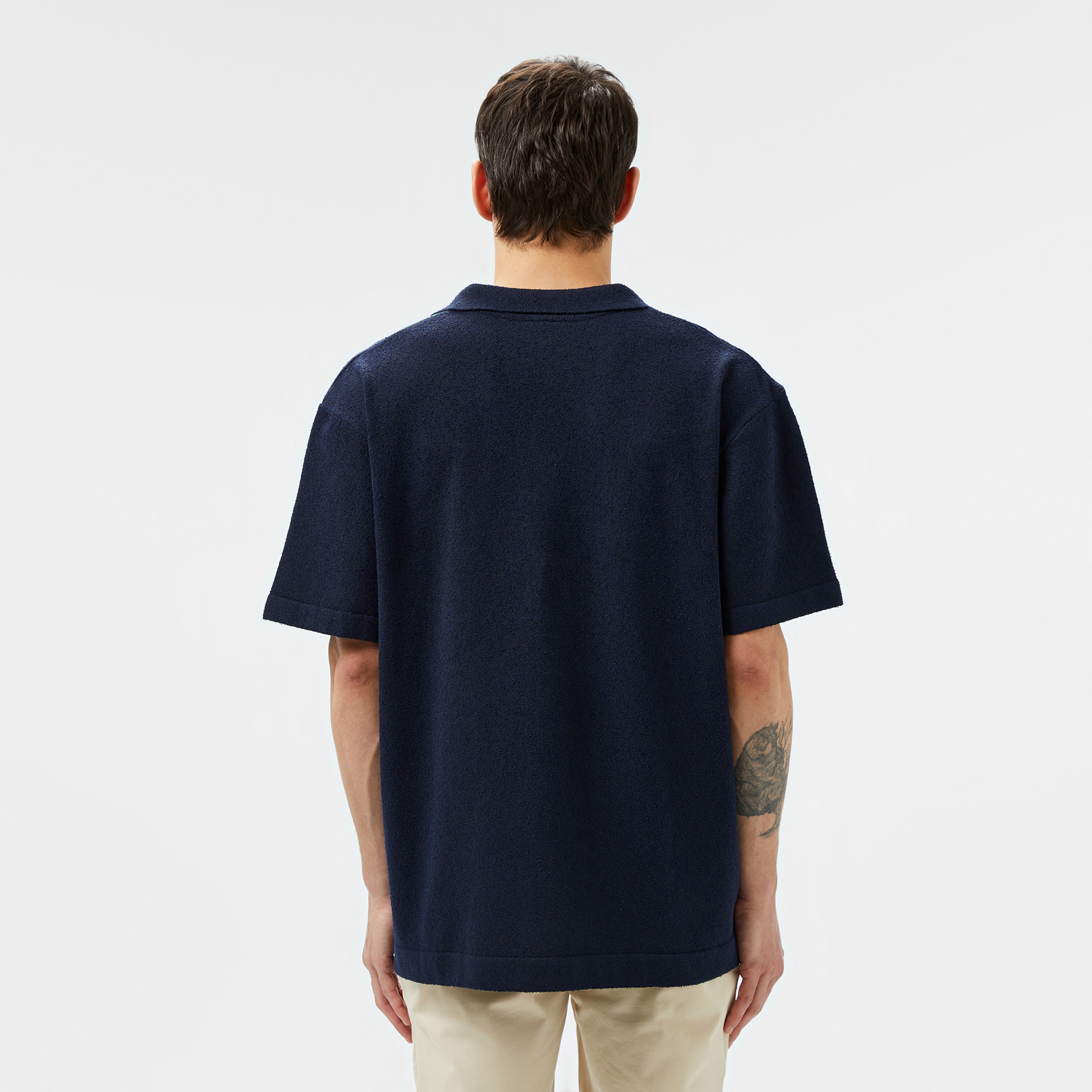 Erkek Kısa Kollu Polo Yaka Renk Bloklu Lacivert Triko