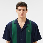 Erkek Kısa Kollu Polo Yaka Renk Bloklu Lacivert Triko