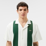 Erkek Kısa Kollu Polo Yaka Renk Bloklu Beyaz Triko