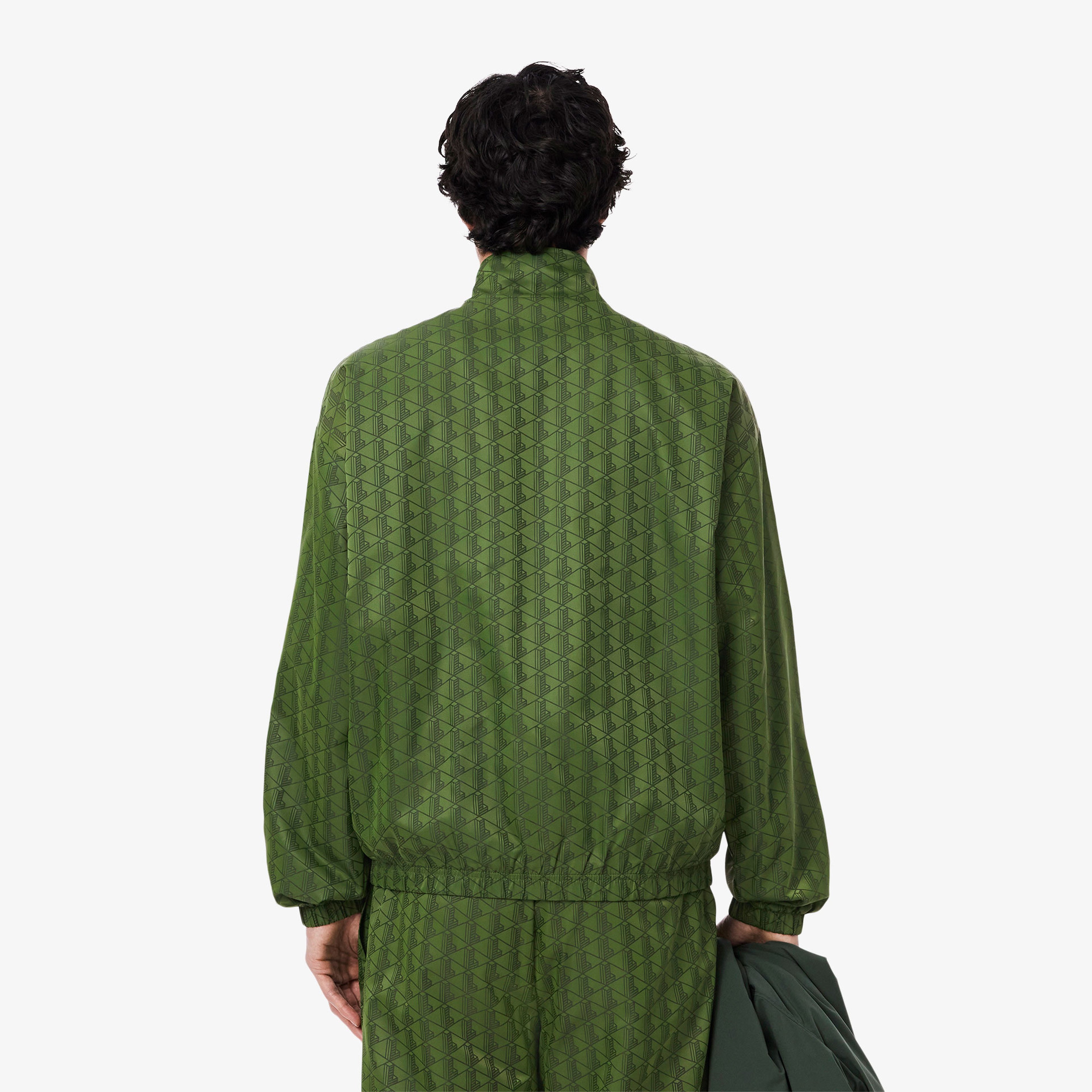 Erkek Dik Yaka Monogram Yeşil Ceket