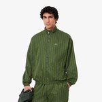 Erkek Dik Yaka Monogram Yeşil Ceket