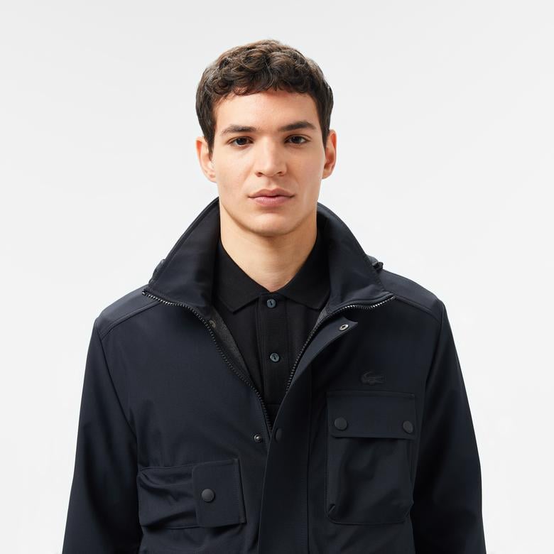 Erkek Kapüşonlu Siyah Mont