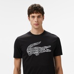 Erkek Regular Fit Bisiklet Yaka Baskılı Siyah T-Shirt