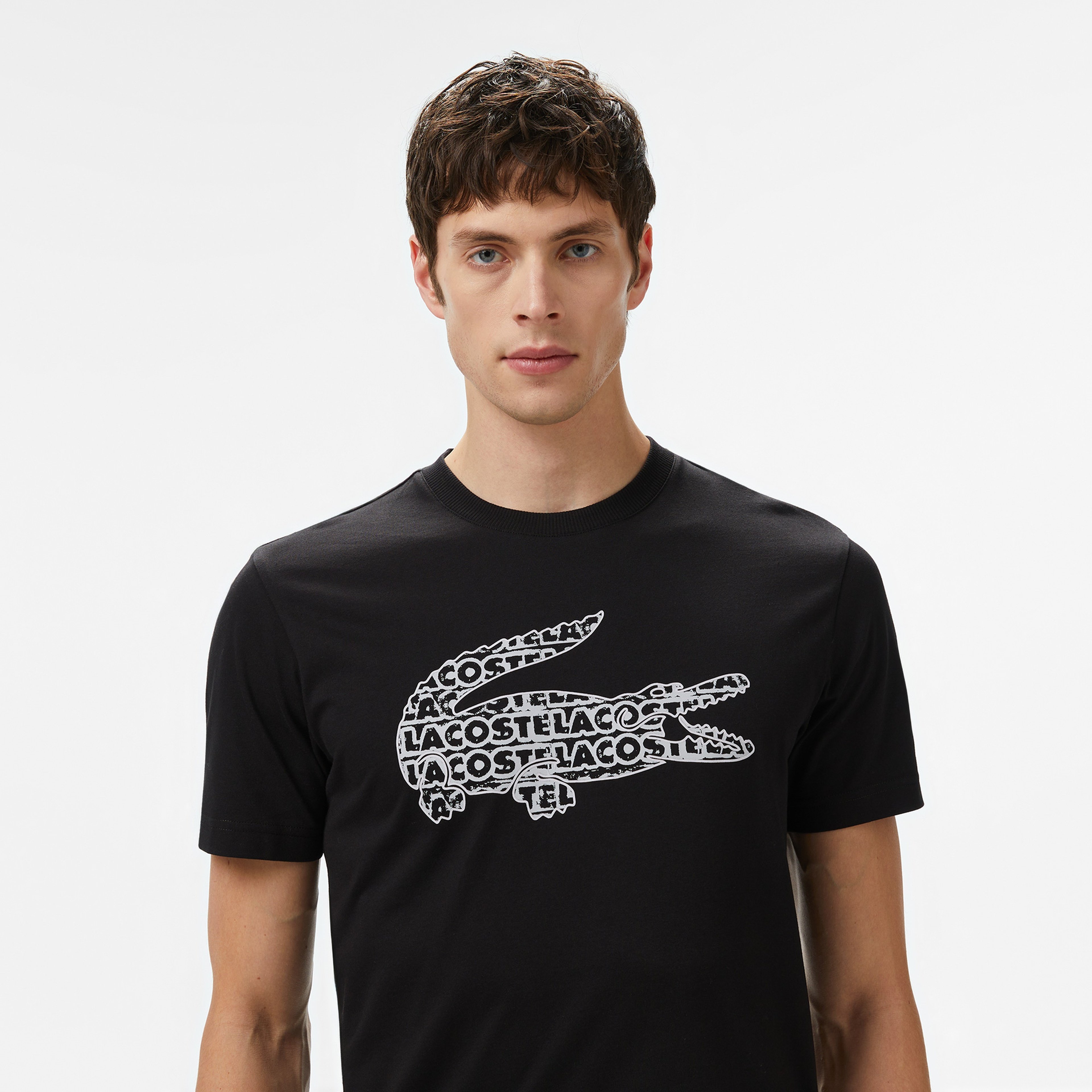 Erkek Regular Fit Bisiklet Yaka Baskılı Siyah T-Shirt