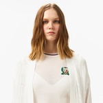 Kadın Relaxed Fit Desenli Beyaz Hırka