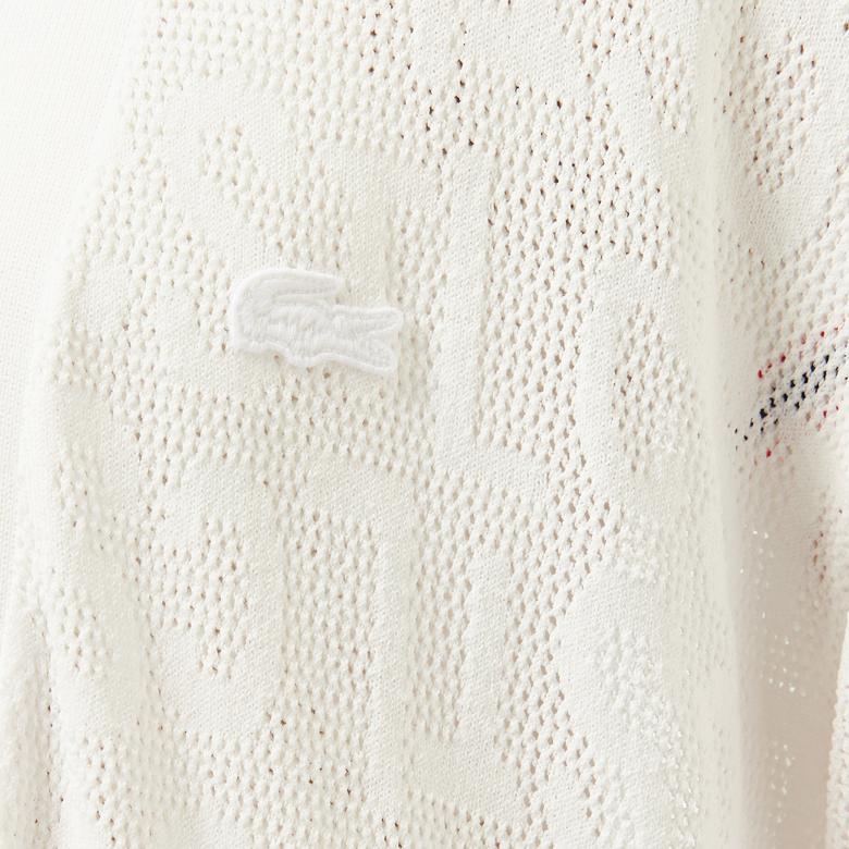 Kadın Relaxed Fit Desenli Beyaz Hırka