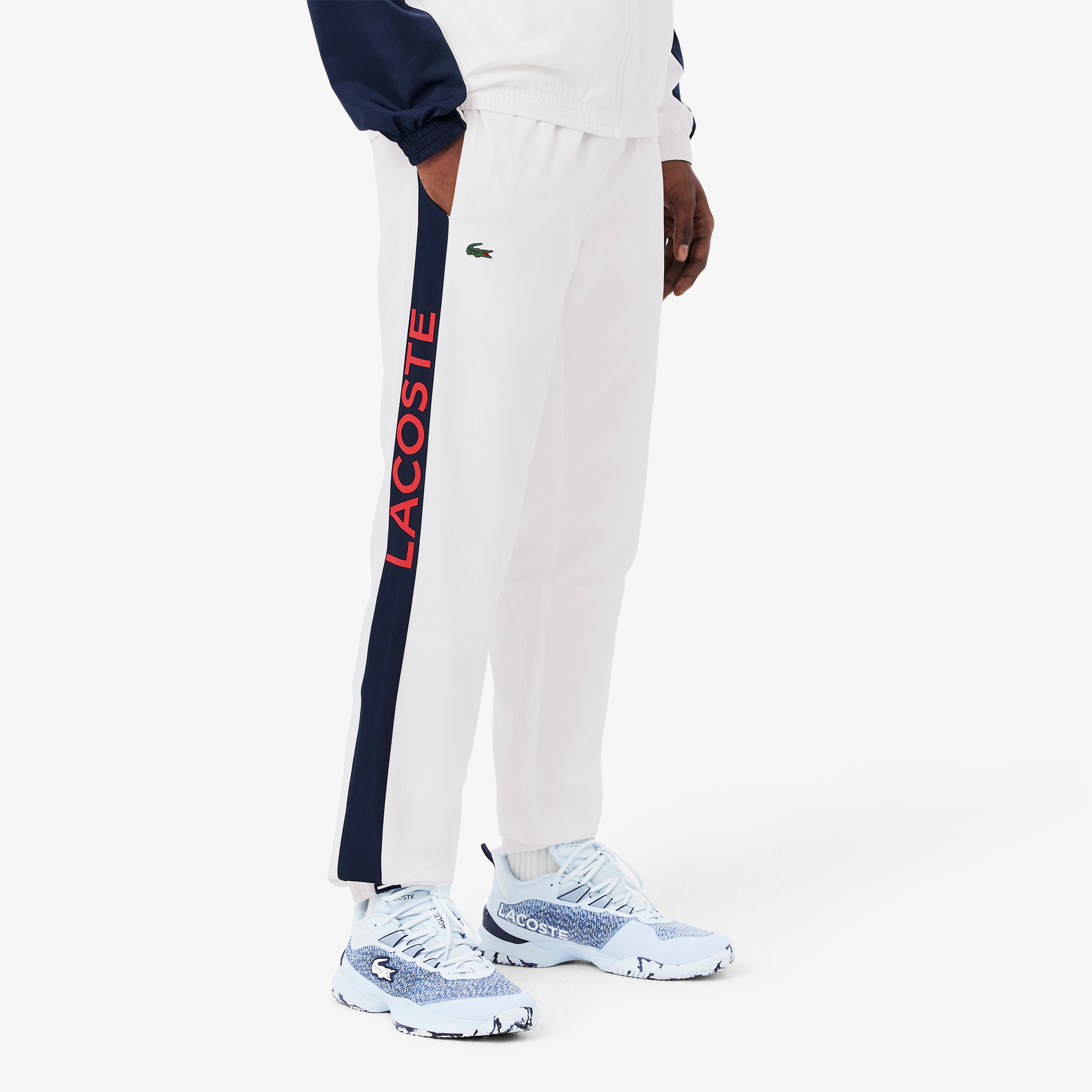 Lacoste Erkek Regular Fit Fermuarlı Renk Bloklu Beyaz Eşofman Takımı