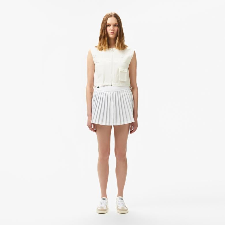 Kadın Regular Fit Kolsuz Fermuarlı Beyaz Gömlek