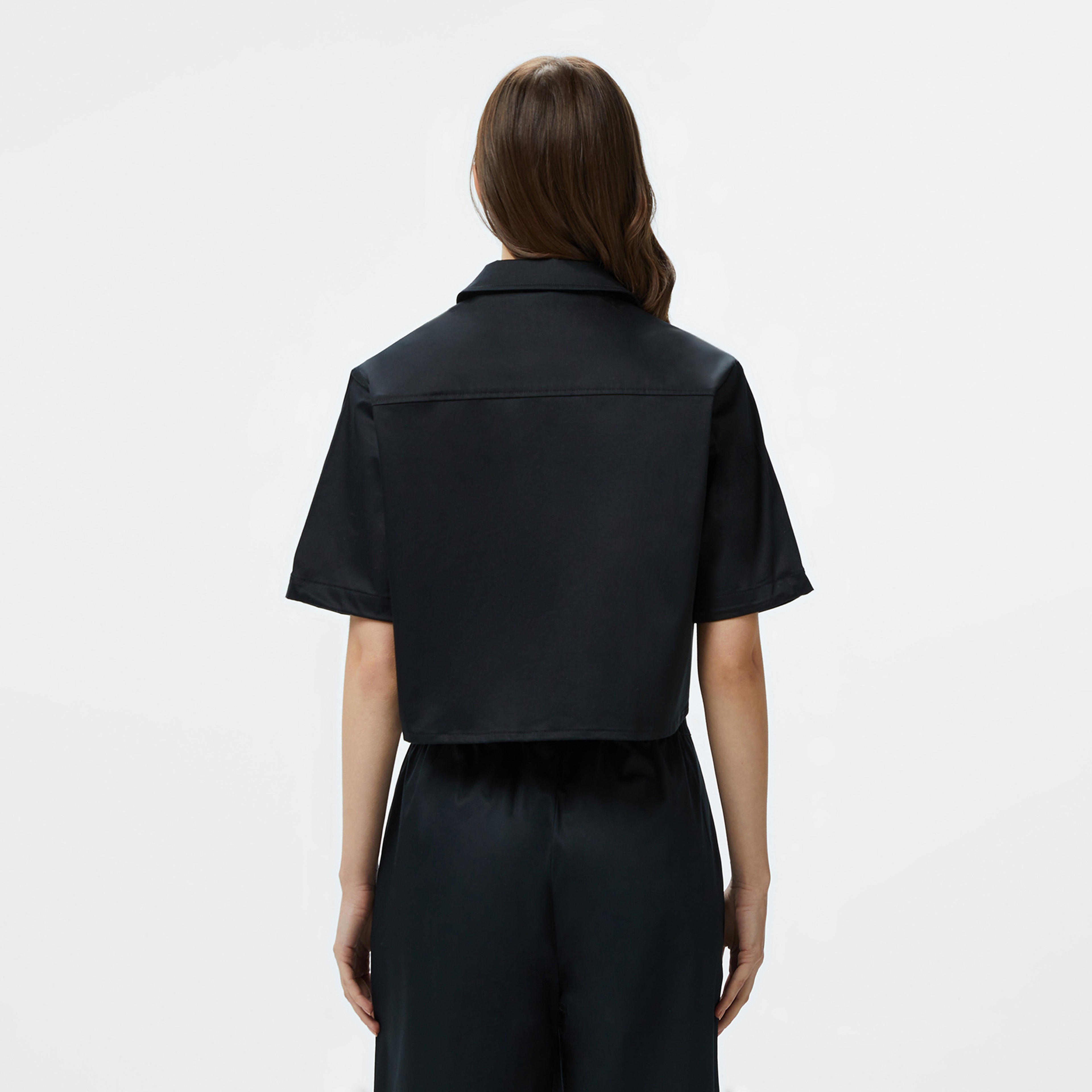 Kadın Regular Fit Yarım Kollu Siyah Gömlek