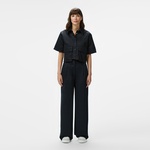 Kadın Regular Fit Yarım Kollu Siyah Gömlek