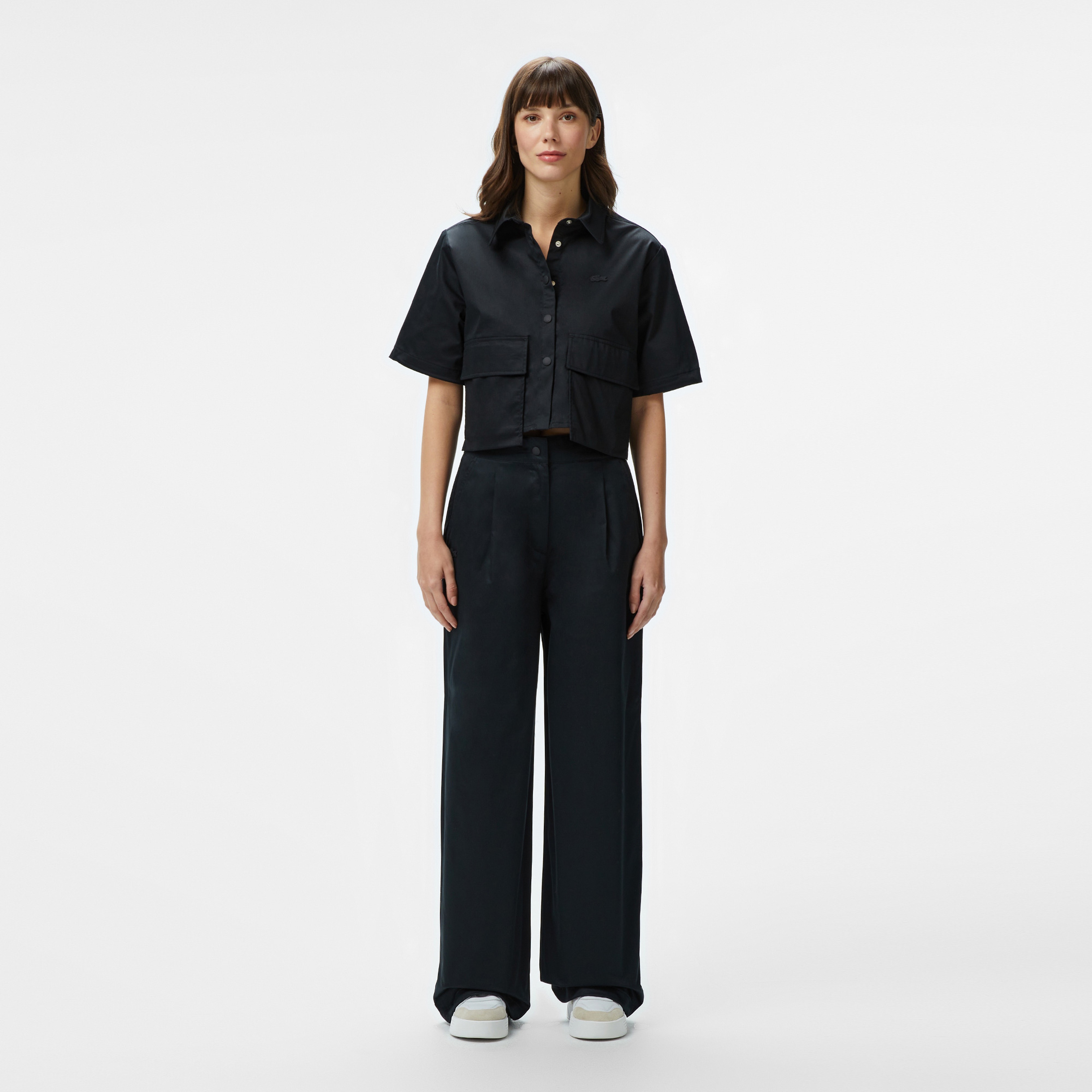 Kadın Regular Fit Yarım Kollu Siyah Gömlek