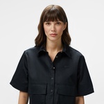 Kadın Regular Fit Yarım Kollu Siyah Gömlek