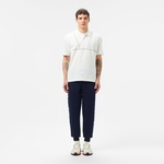 Erkek Loose Fit Desenli Beyaz Polo