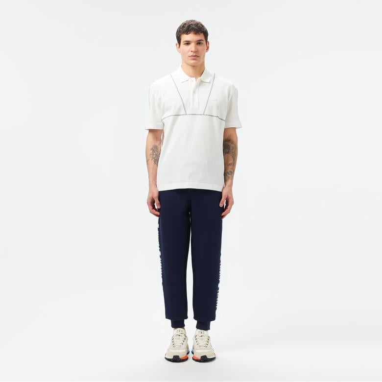 Erkek Loose Fit Desenli Beyaz Polo