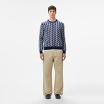 Erkek Classic Fit Bisiklet Yaka Monogram Lacivert Kazak