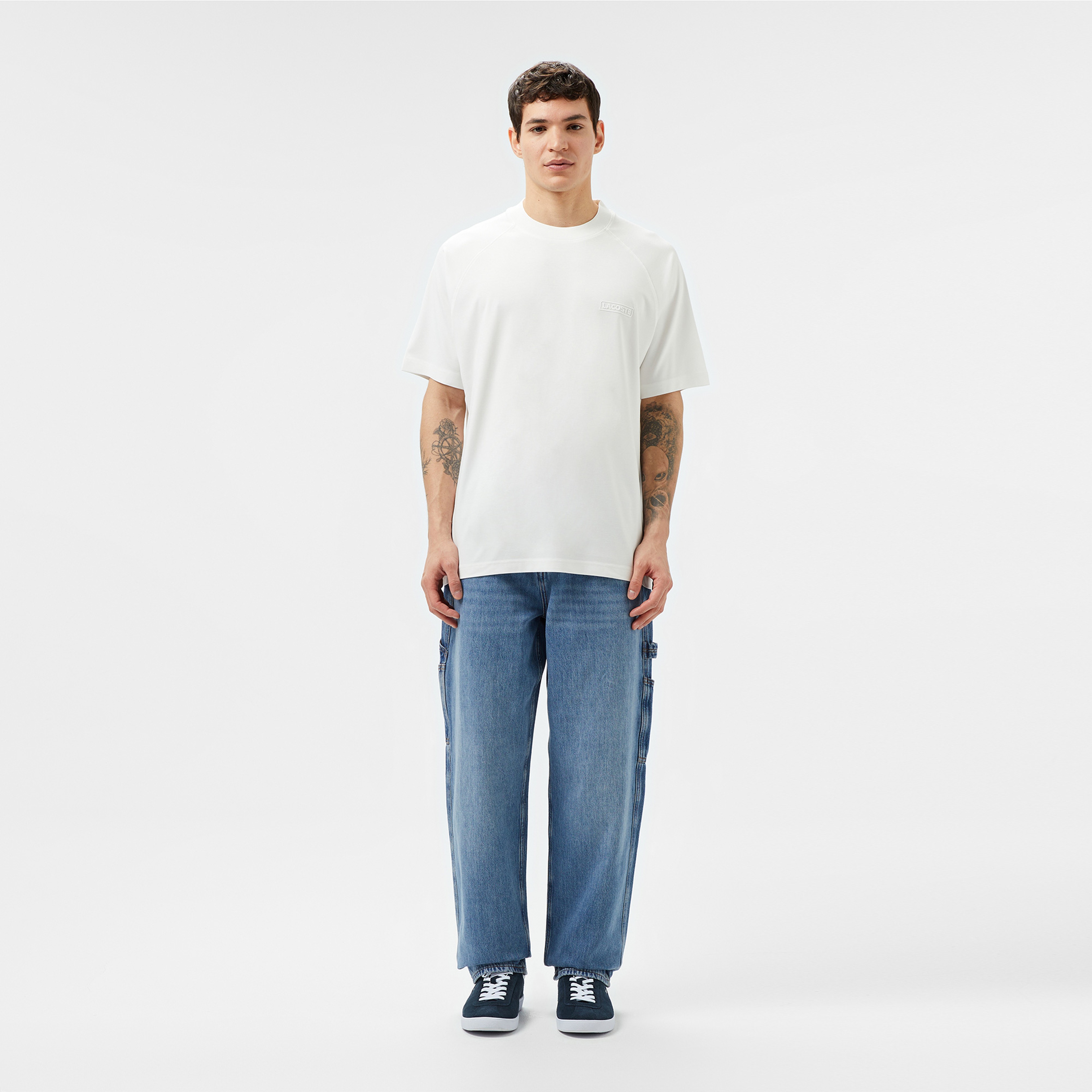 Erkek Oversize Fit Bisiklet Yaka Beyaz T-Shirt