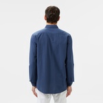 Erkek Slim Fit Düğmeli Yaka Lacivert Gömlek