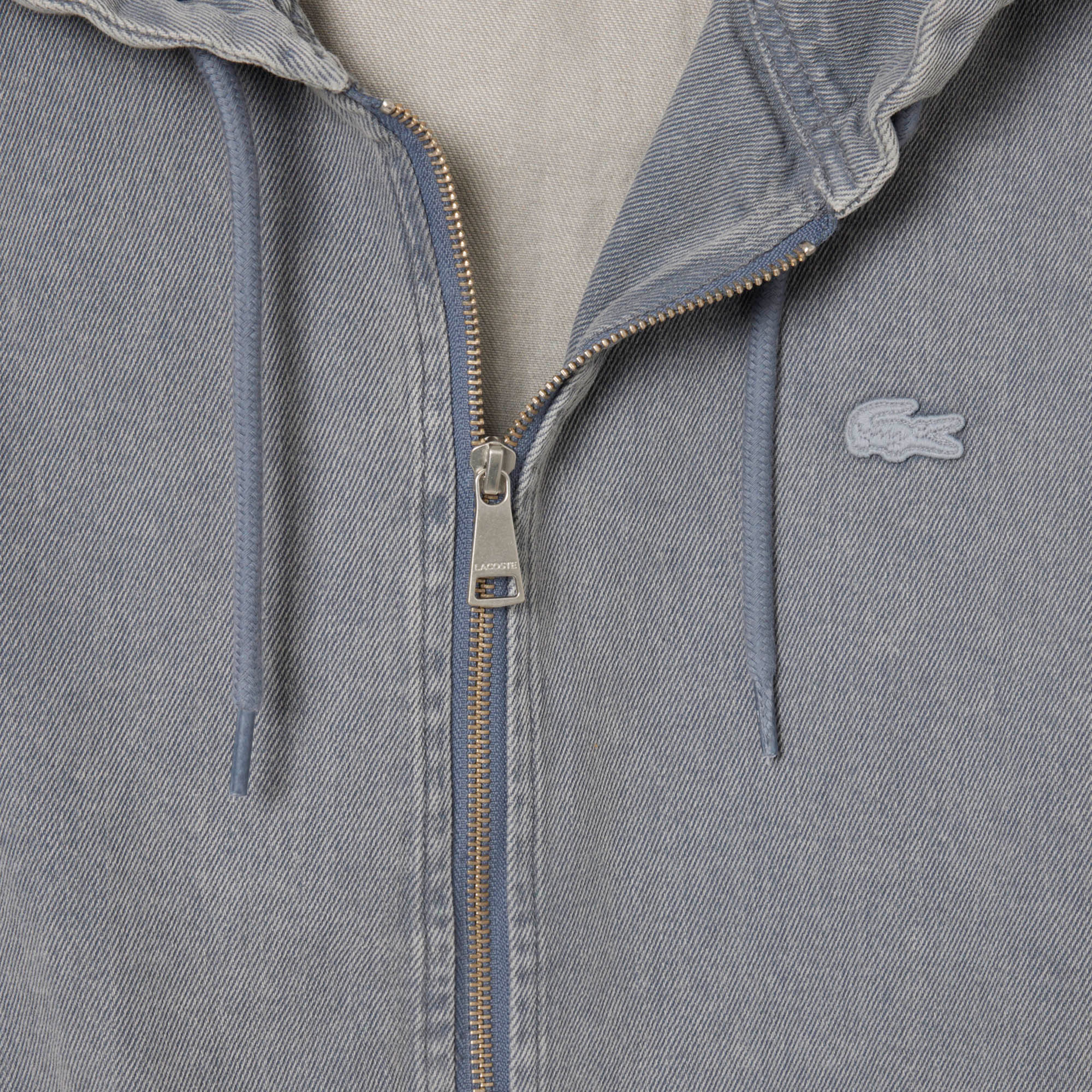 Erkek Kapüşonlu Denim Gri Ceket