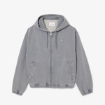 Erkek Kapüşonlu Denim Gri Ceket