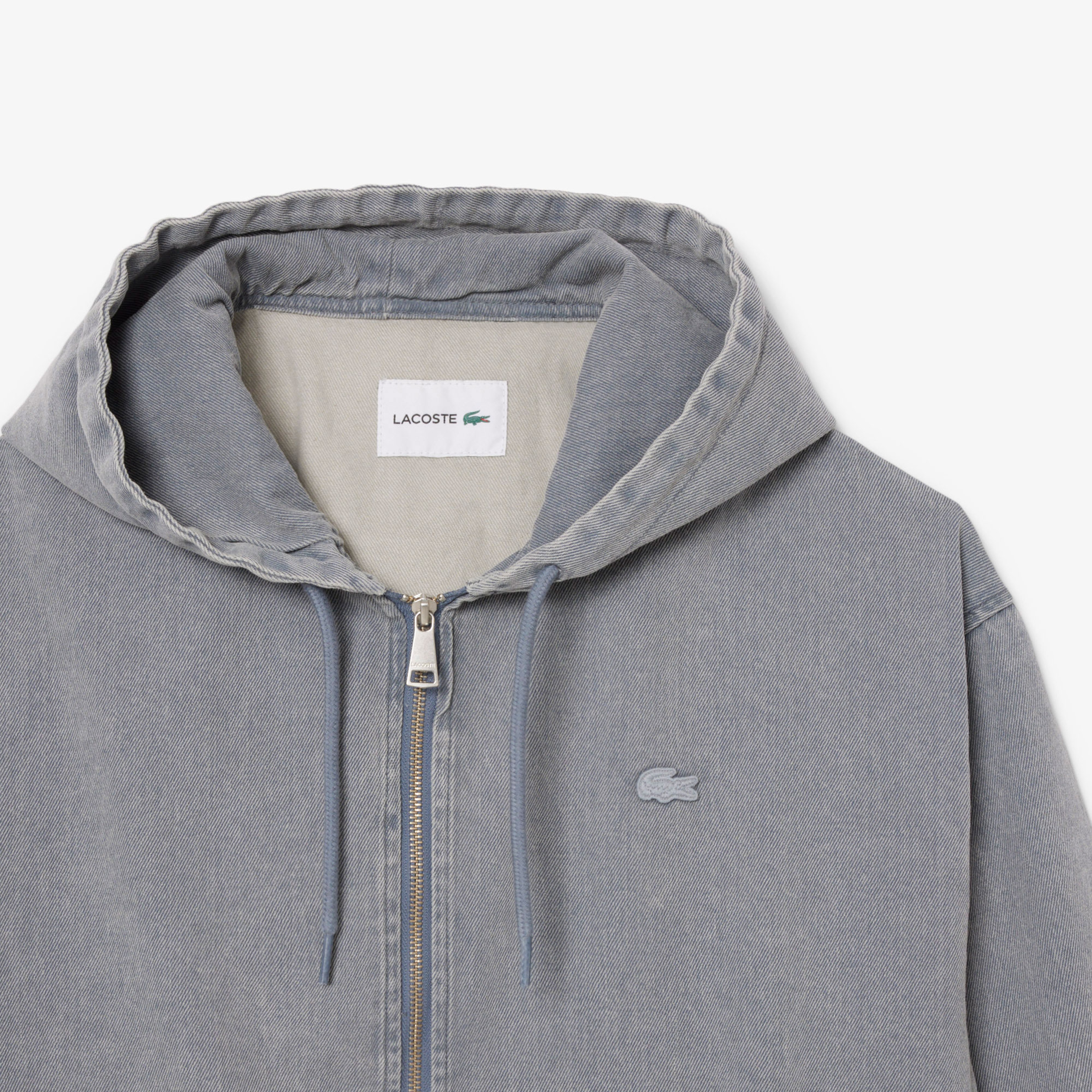 Erkek Kapüşonlu Denim Gri Ceket