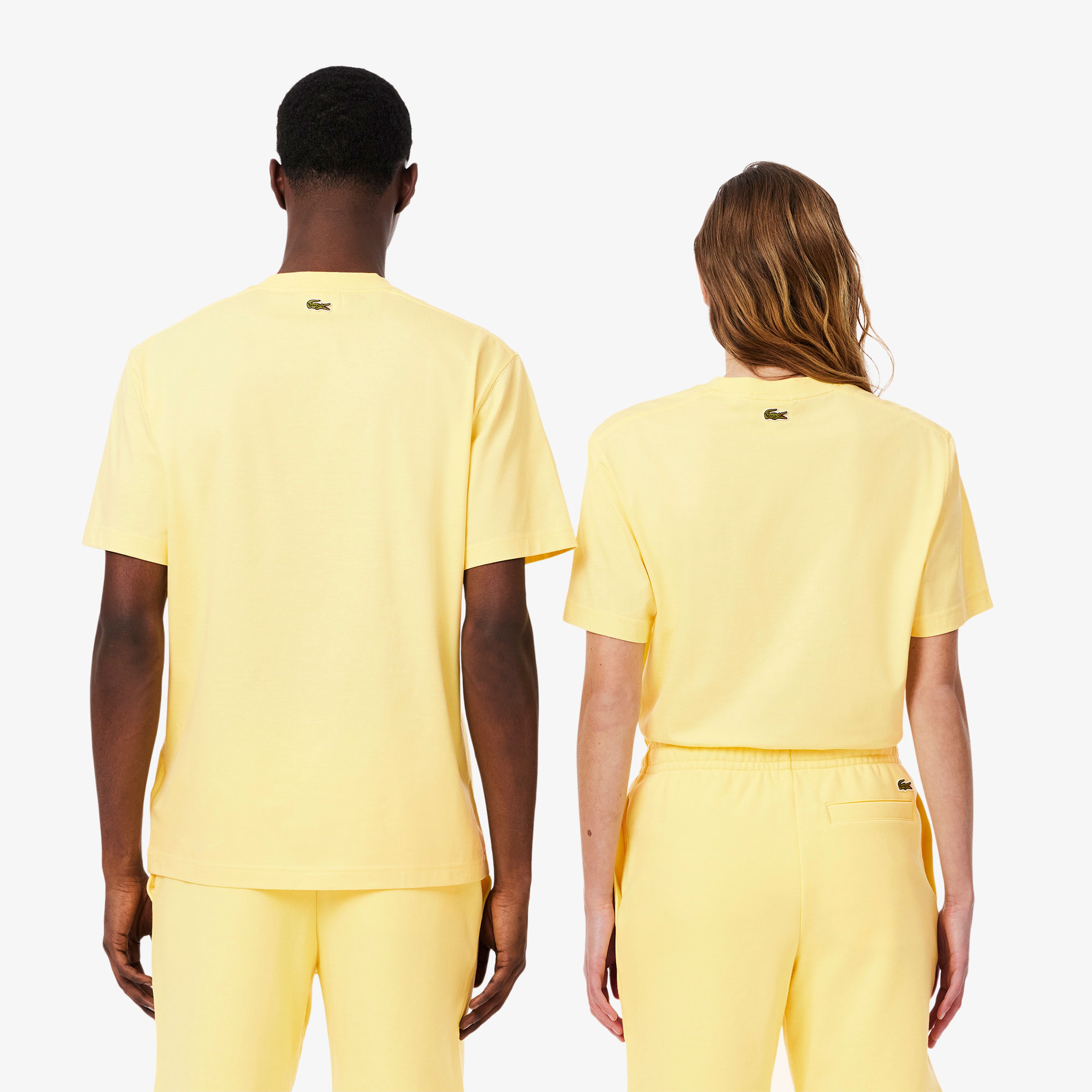 Unisex Bisiklet Yaka Baskılı Sarı T-Shirt