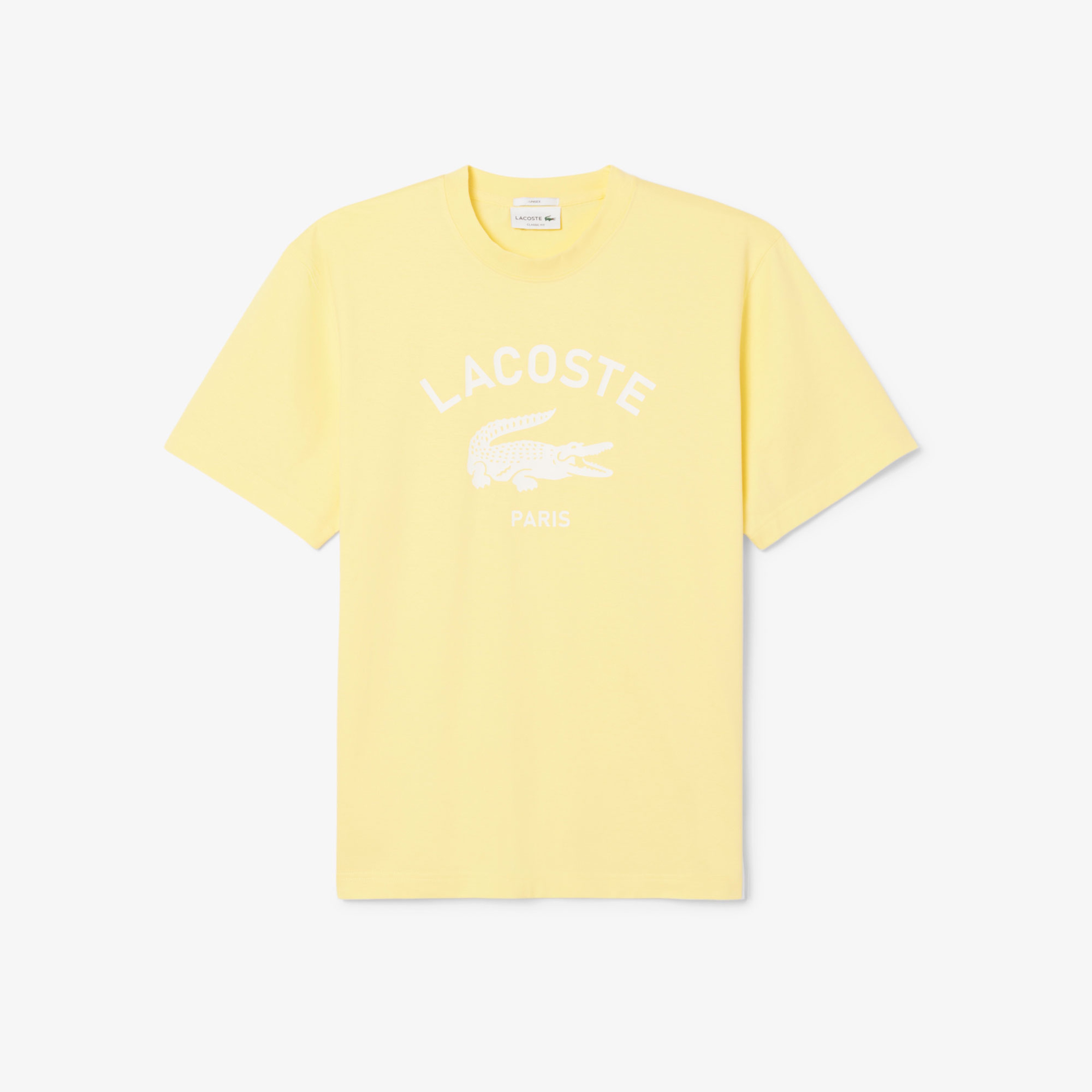 Unisex Bisiklet Yaka Baskılı Sarı T-Shirt