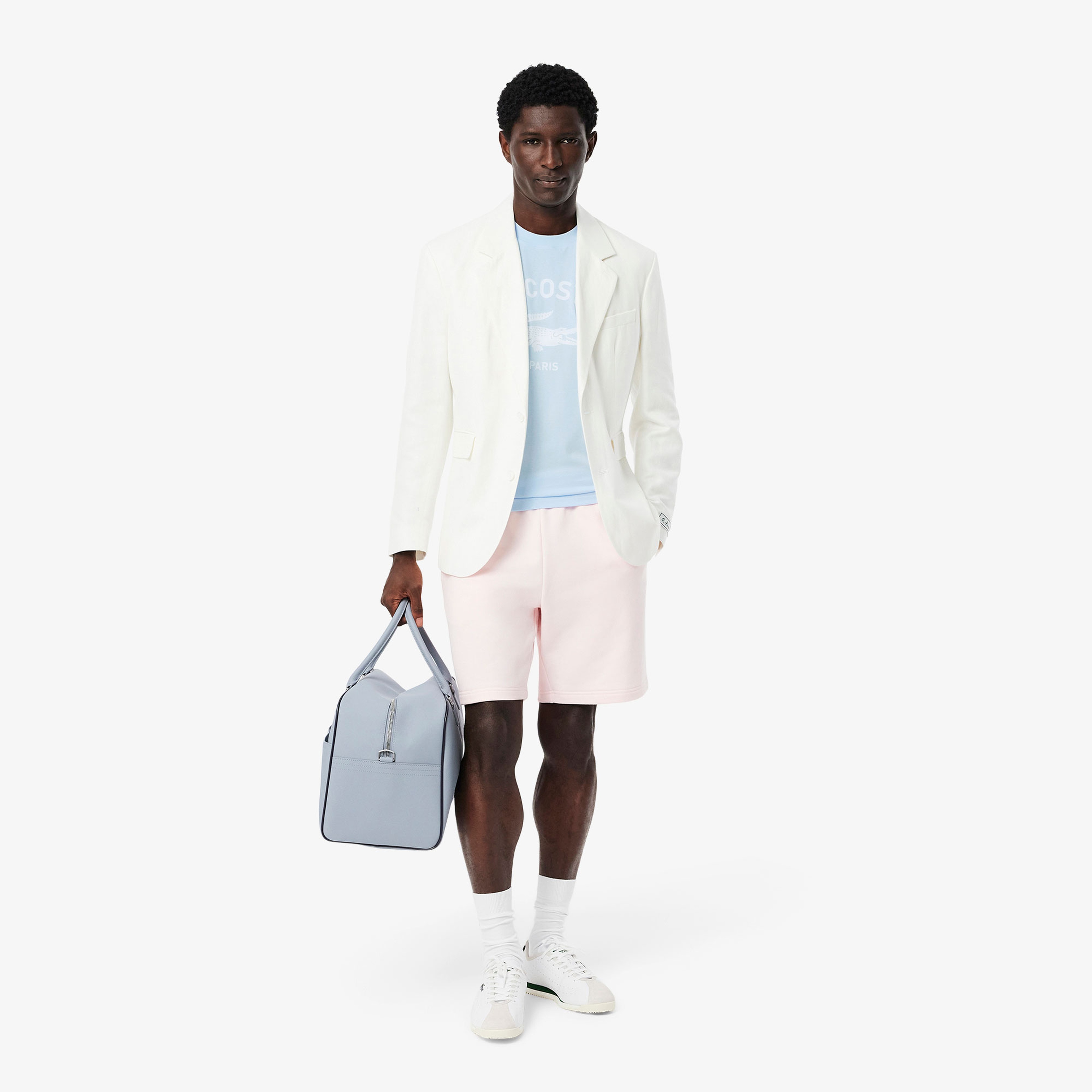 Unisex Bisiklet Yaka Baskılı Açık Mavi T-Shirt