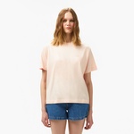 Kadın Loose Fit Bisiklet Yaka Açık Pembe T-Shirt