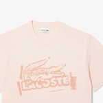 Erkek Classic Fit Bisiklet Yaka Baskılı Pembe T-Shirt