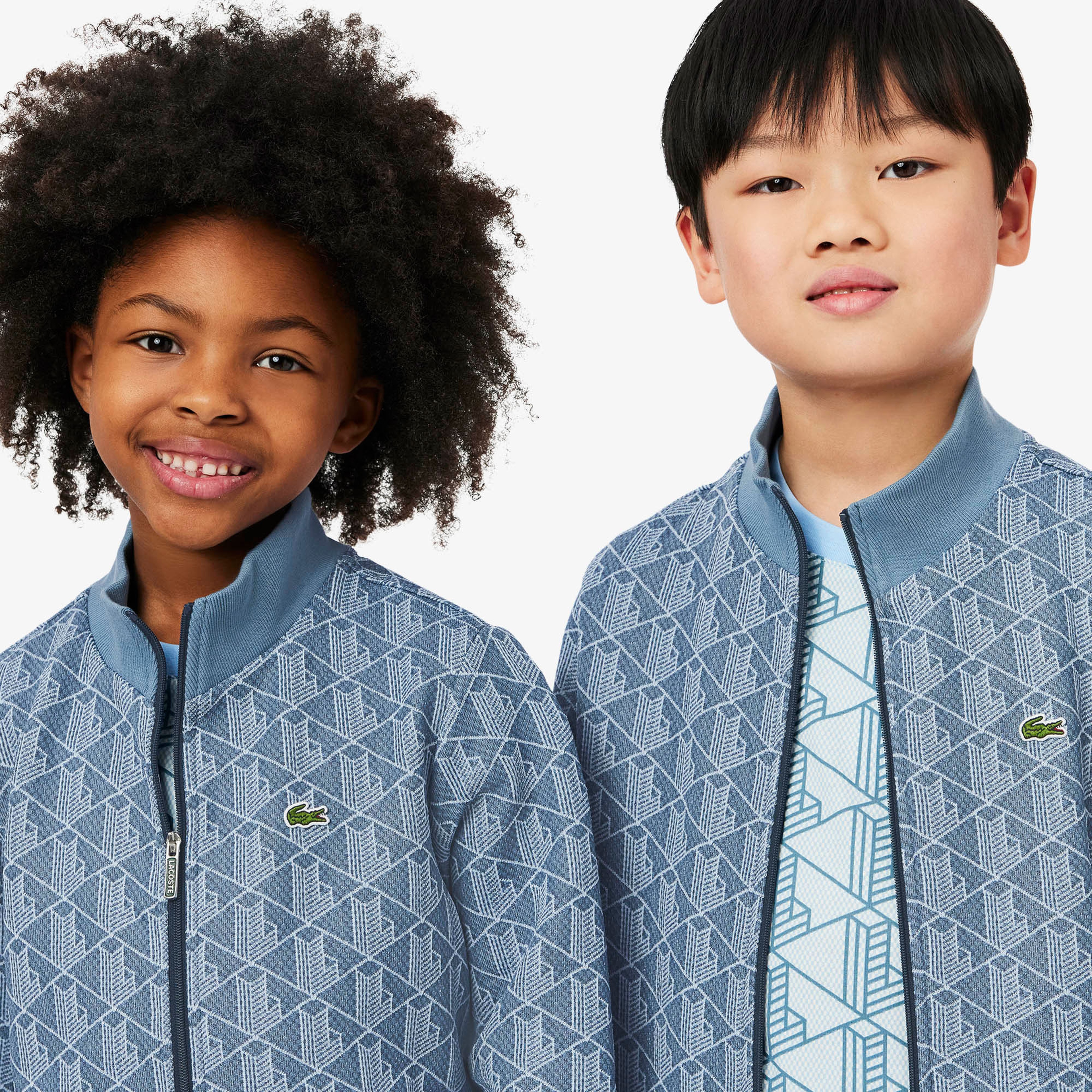 Çocuk Fermuarlı Monogram Mavi Sweatshirt