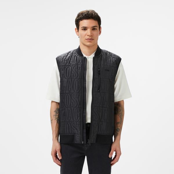 Erkek Regular Fit Dik Yaka Kapitone Siyah Yelek