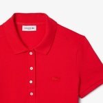 Kadın Slim Fit Kısa Kollu Polo Yaka Kırmızı Elbise