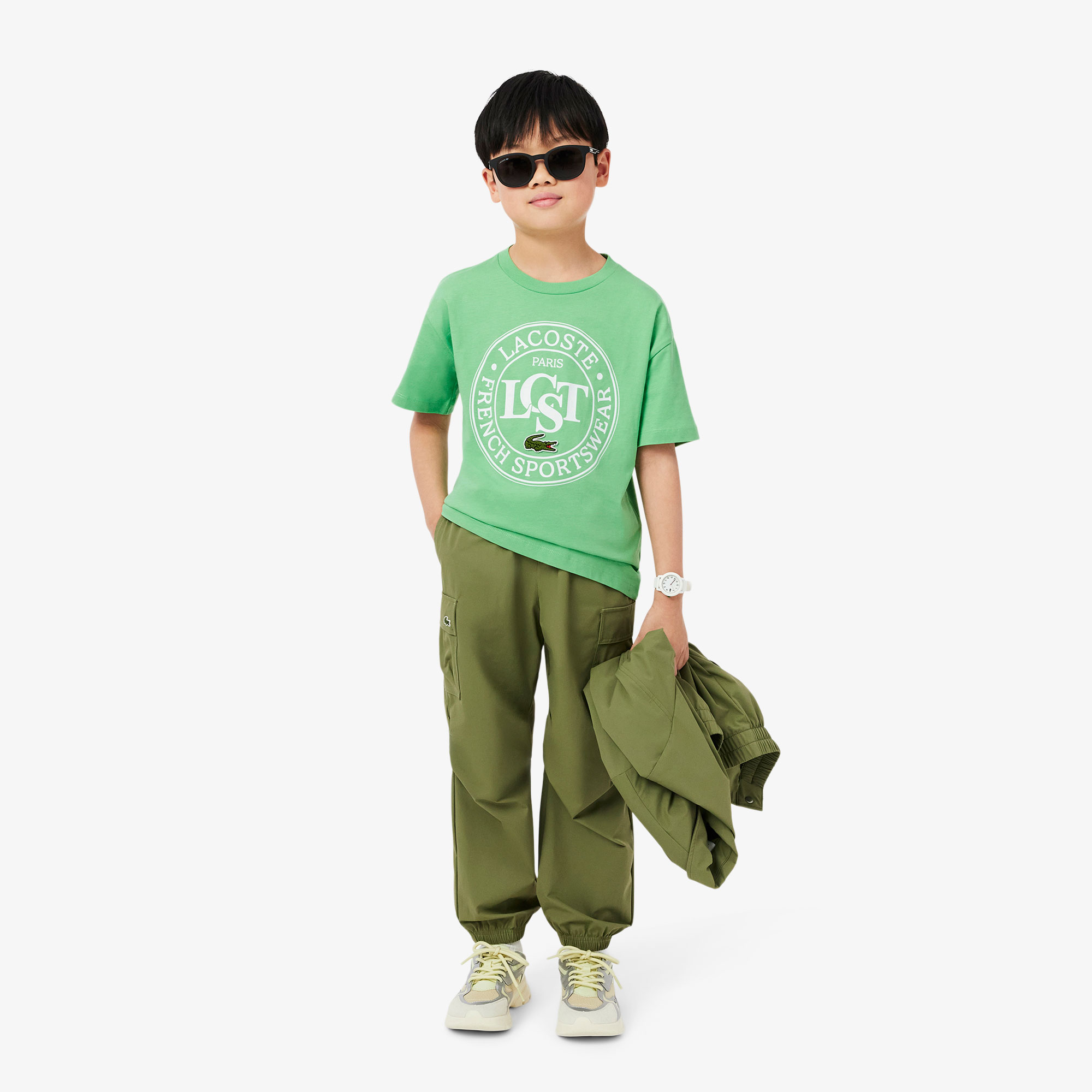 Çocuk Bisiklet Yaka Baskılı Yeşil T-shirt