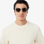 Erkek Classic Fit Bisiklet Yaka Beyaz Sweatshirt
