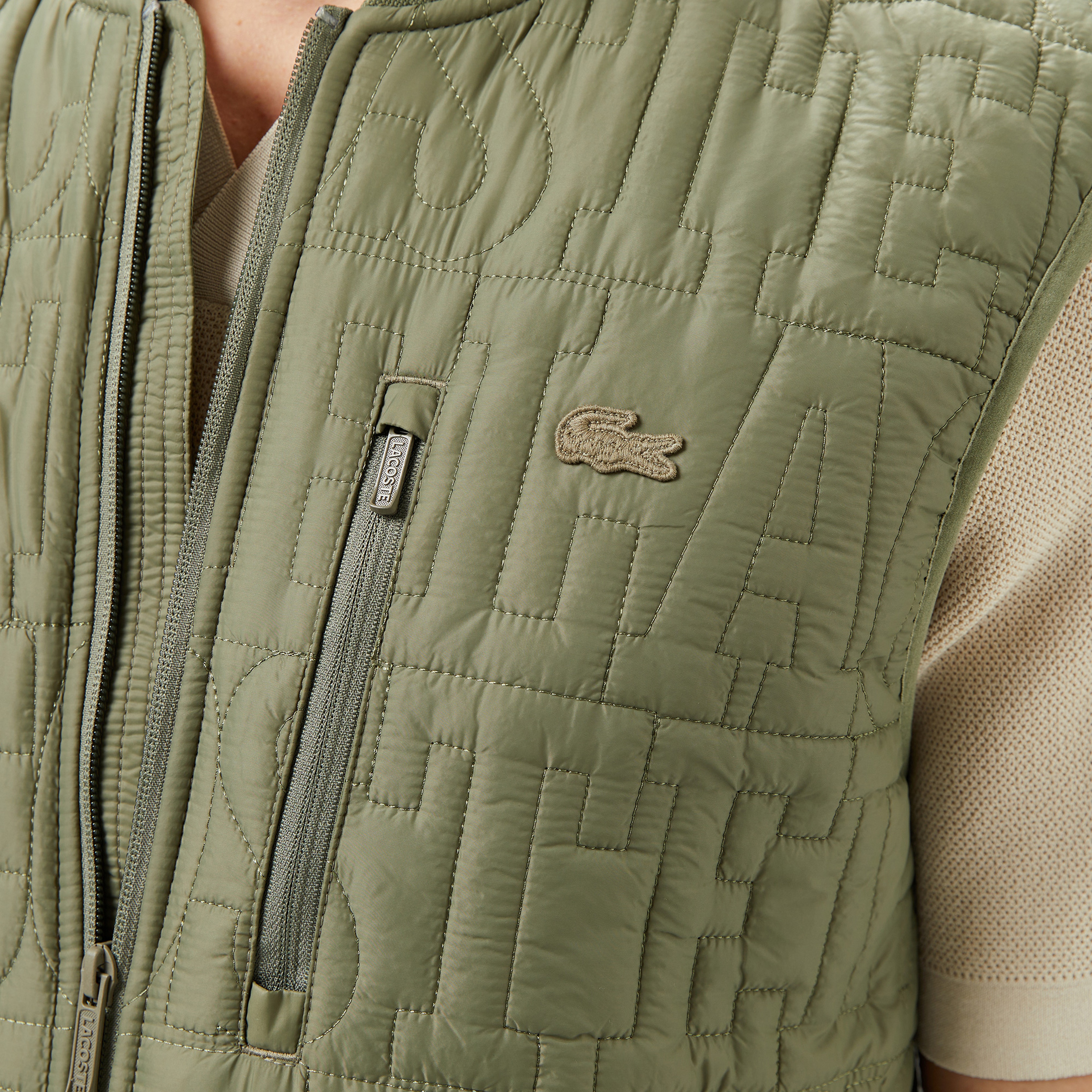 Erkek Regular Fit Dik Yaka Kapitone Yeşil Yelek