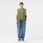 Erkek Regular Fit Dik Yaka Kapitone Yeşil Yelek