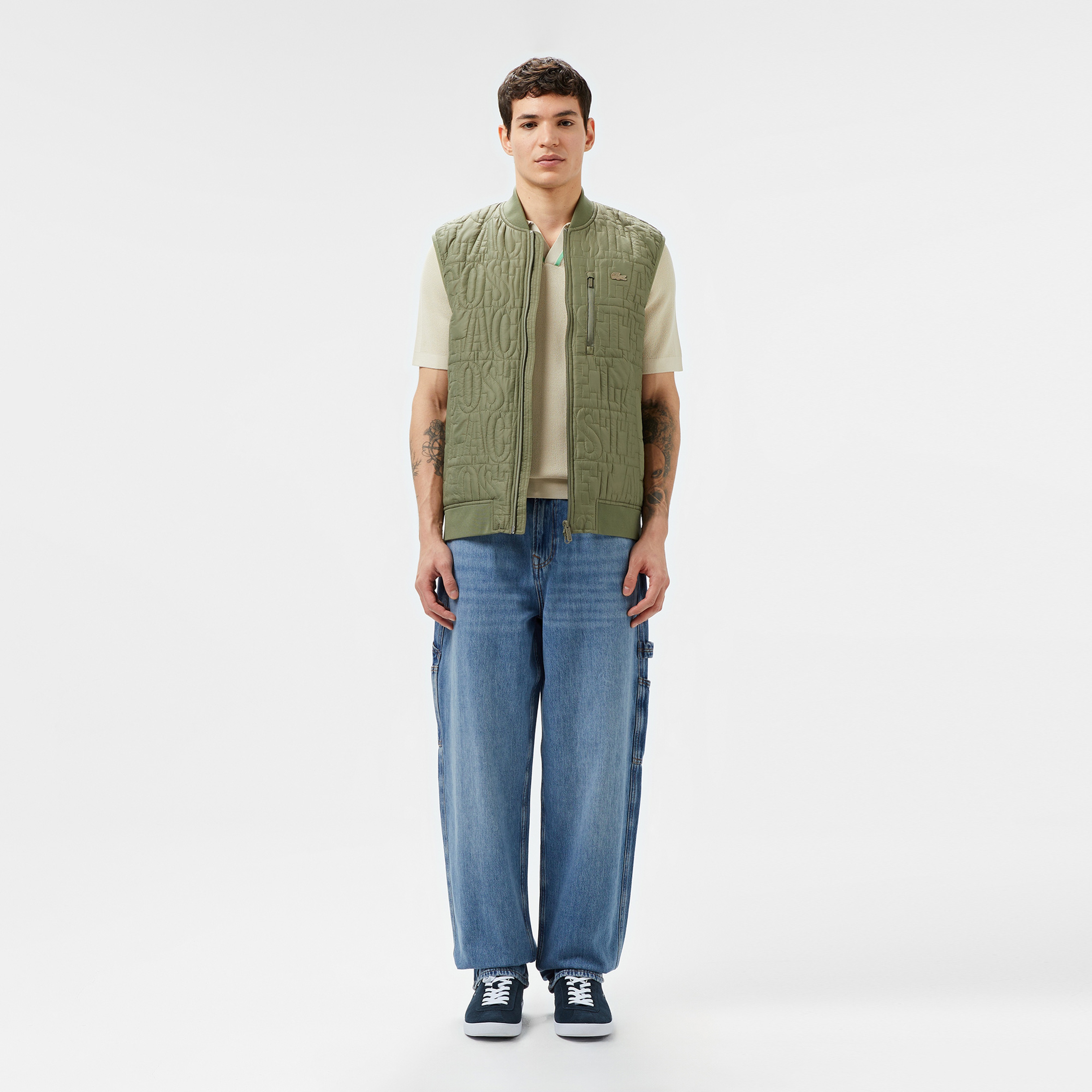 Erkek Regular Fit Dik Yaka Kapitone Yeşil Yelek